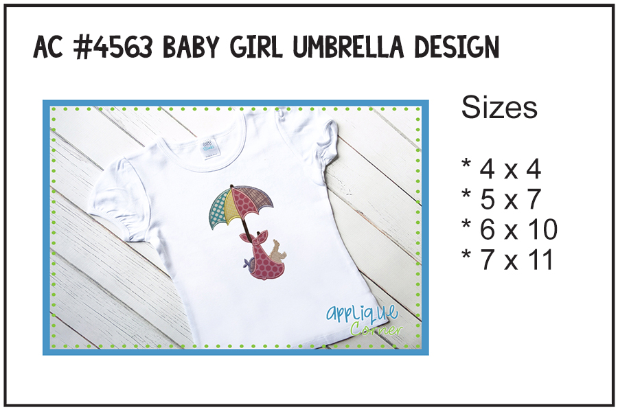 Baby Girl Umbrella Applique Design