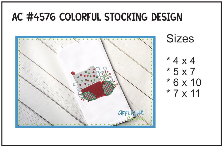 Colorful Stocking Applique Design