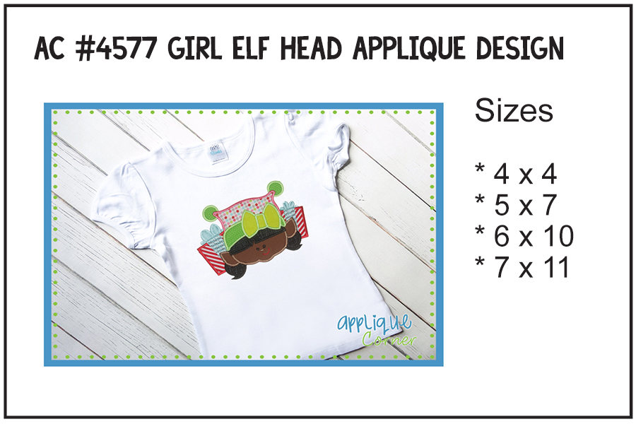 Girl Elf Head Applique Design