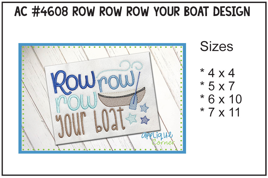 Row Row Row Your Boat Embroidery Design