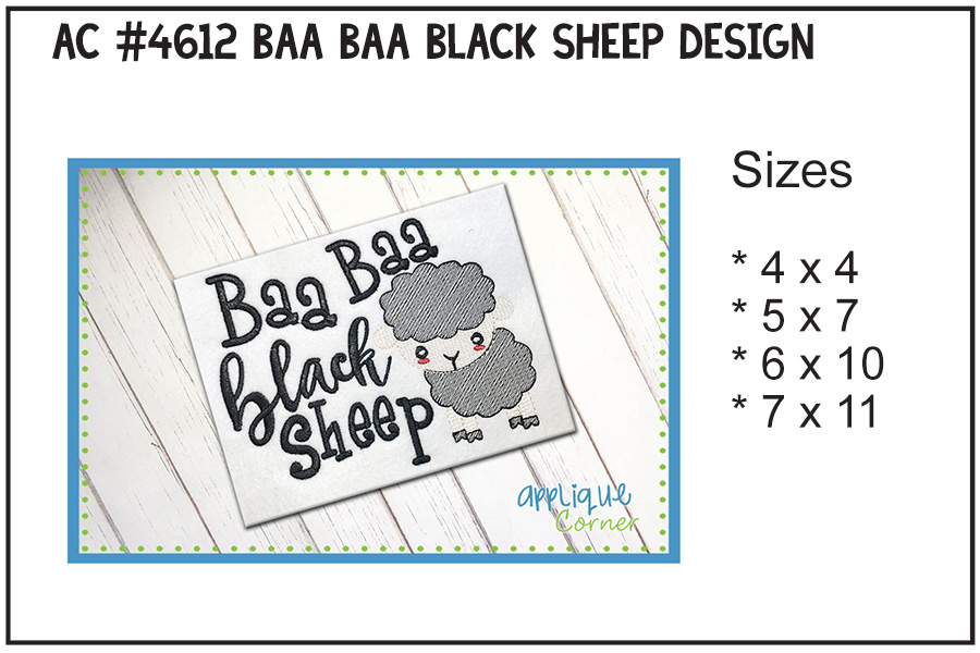 Baa Baa Black Sheep Embroidery Design
