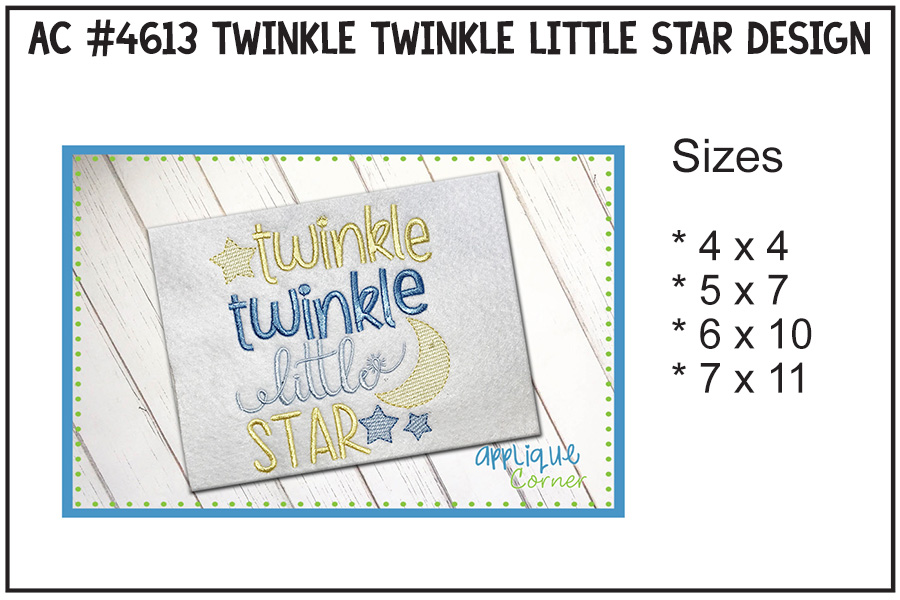Twinkle Twinkle Little Star Embroidery Design
