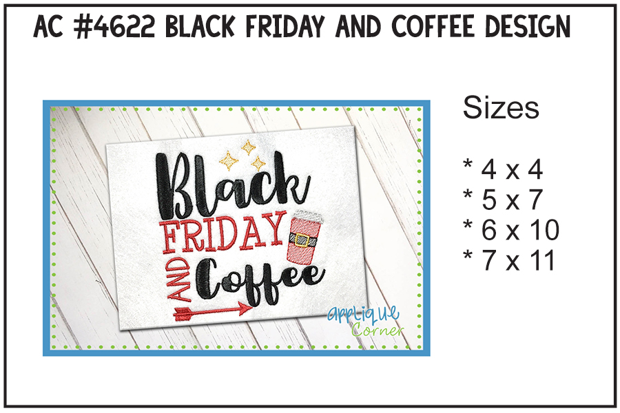 Black Friday And Coffee Embroidery Design