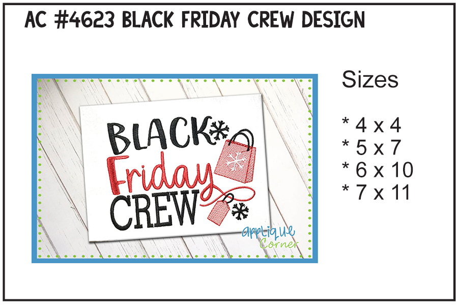 Black Friday Crew Embroidery Design