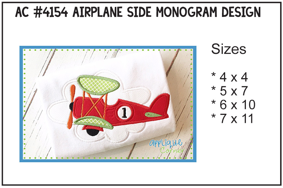 Airplane Side with Monogram Applique Design