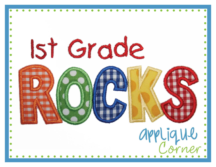 1st Grade ROCKS Applique Design