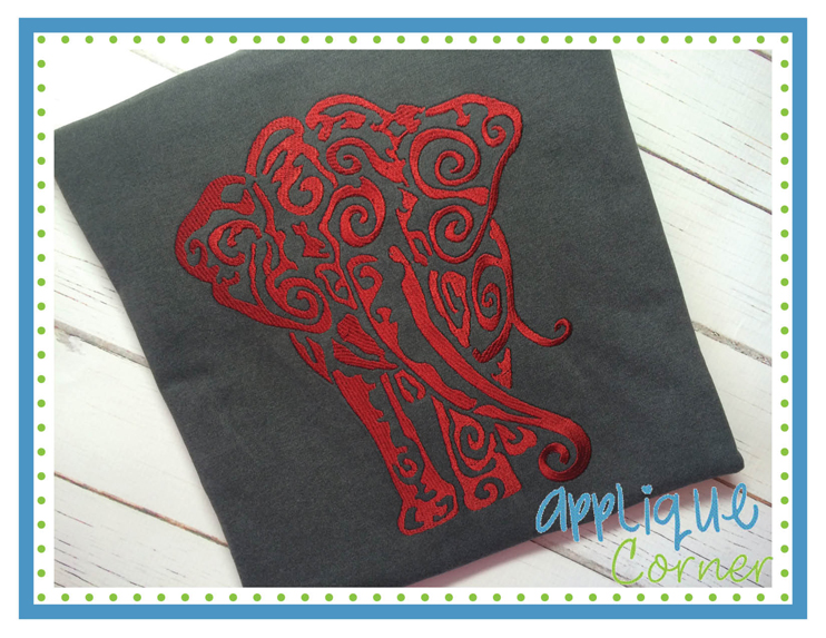 Elephant Swirls Embroidery Design