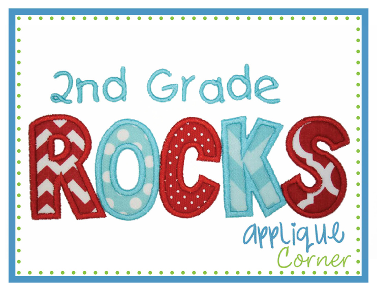 2nd Grade Rocks Applique Design