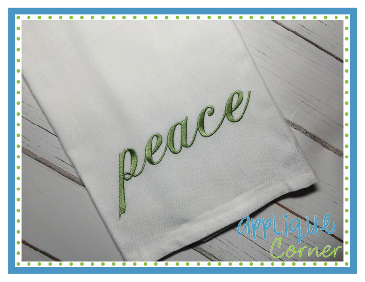 Peace Script Applique Design