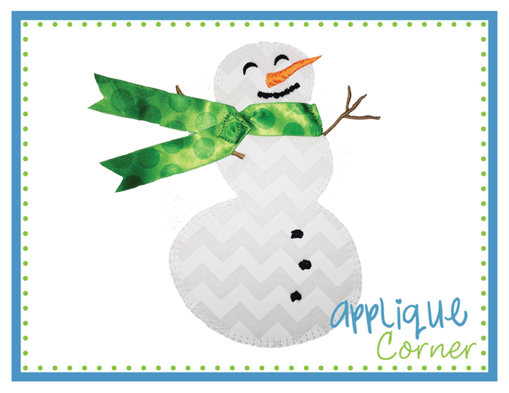 Snowman Ribbon Scarf Applique Design