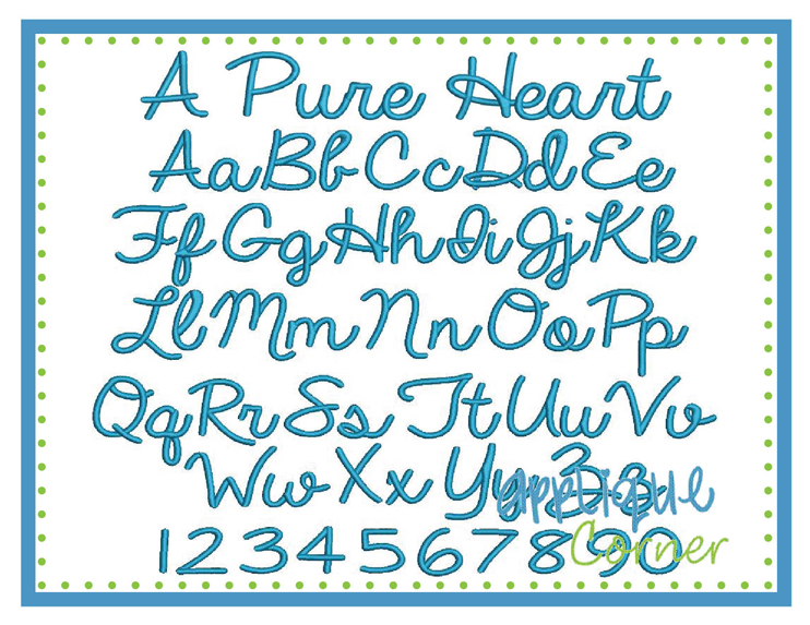 A Pure Heart Embroidery Font