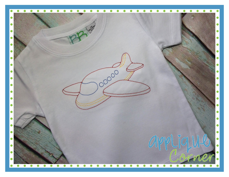 Airplane Sketch Embroidery Design