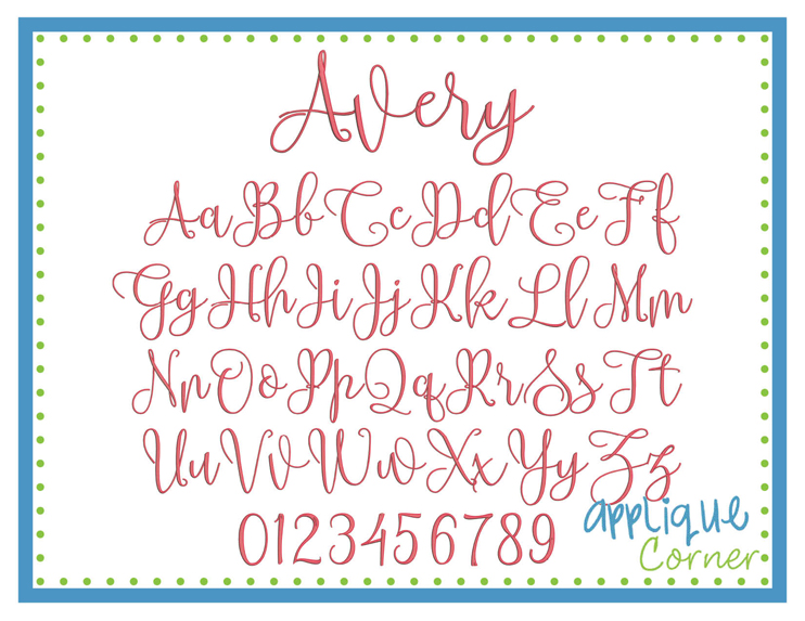 Avery Embroidery Font