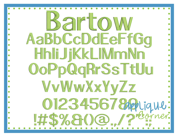 Bartow Embroidery Font