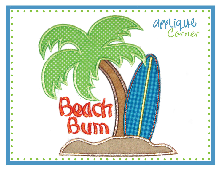 Beach Bum Applique Design