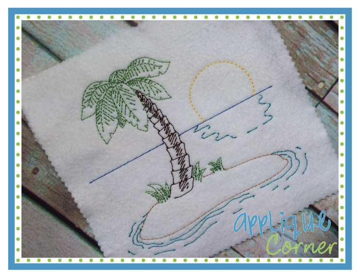 Beach Sketch Design Embroidery Design