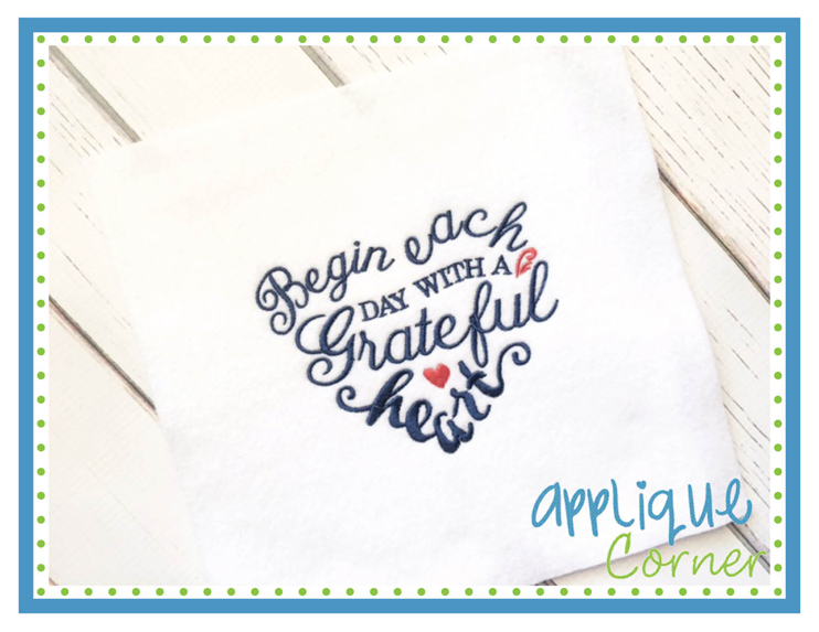 Begin Each Day Embroidery Design