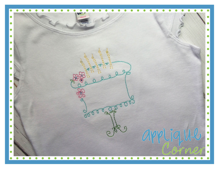Birthday Cake Sketch Embroidery Design