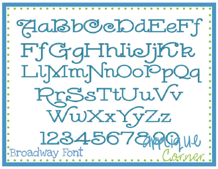 Broadway Embroidery Font