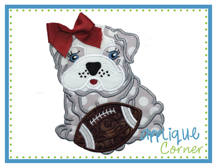 Bulldog Baby Girl with Football Applique Design