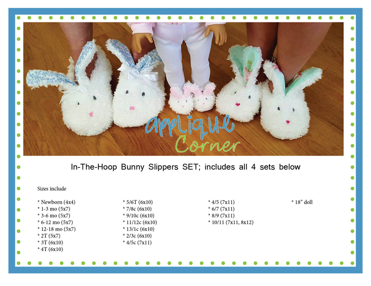 In-The-Hoop Bunny Slippers Set 5