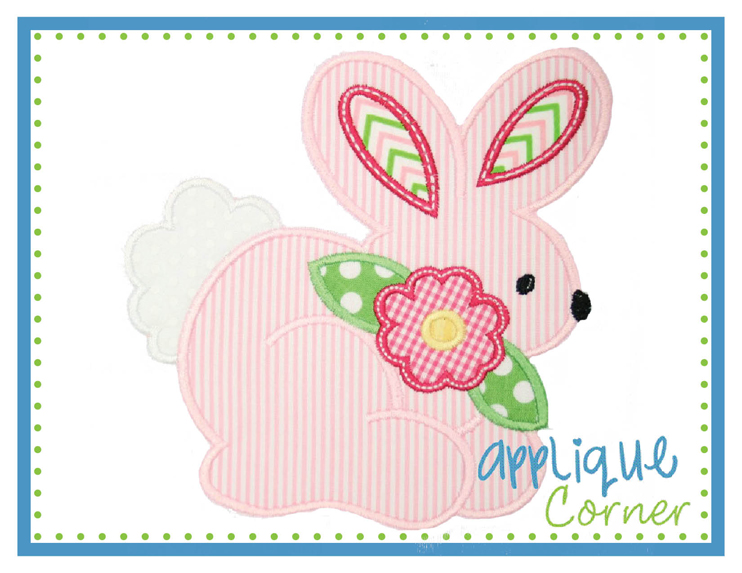 Bunny with Flower Applique Design