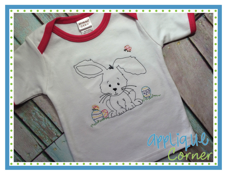 Bunny with Egg Sketch Embroidery Design