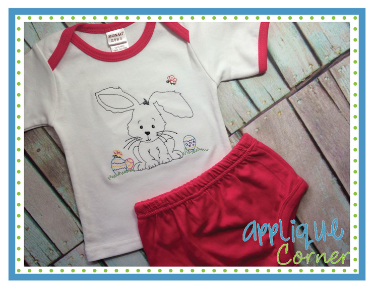 Bunny with Egg Sketch Embroidery Design
