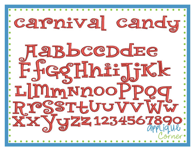 Carnival Candy Embroidery Font