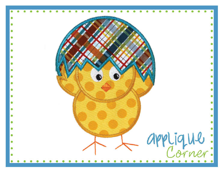 Chick with Egg on Head Applique Design