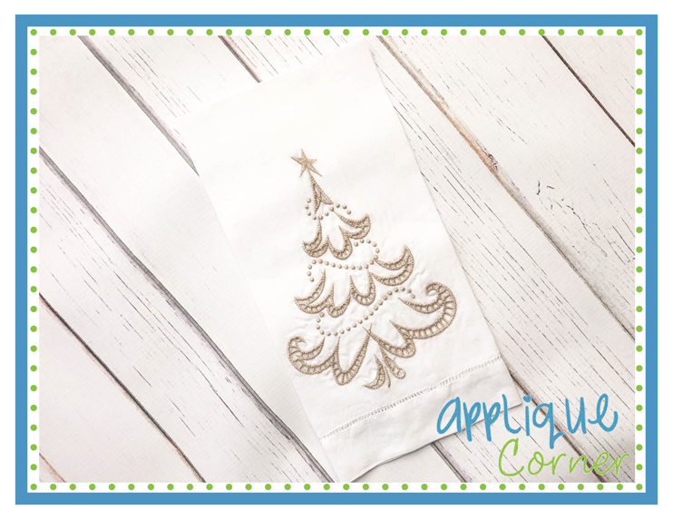 Christmas Tree Beaded Cutwork Embroidery Design
