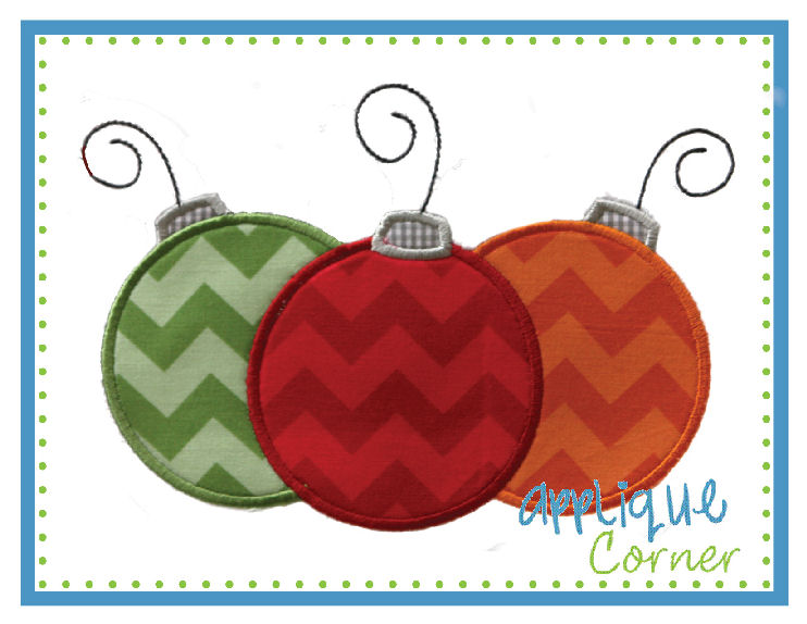 Christmas Ornament Trio Applique Design
