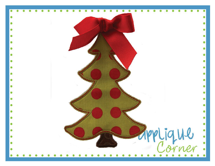 Christmas Tree with Bow on Top Applique Design