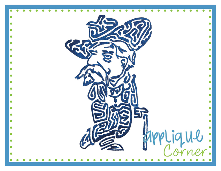 Colonial Man Swirl Embroidery Design
