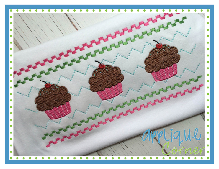 Cupcake Faux Smocked Embroidery Design