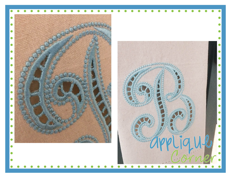 Cutwork Script Monogram Embroidery Design