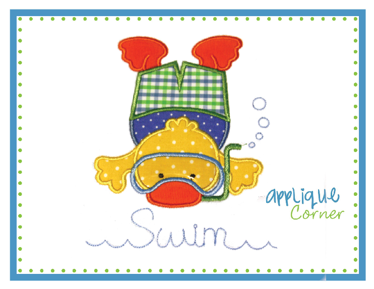 Duck Swim Boy Applique Design