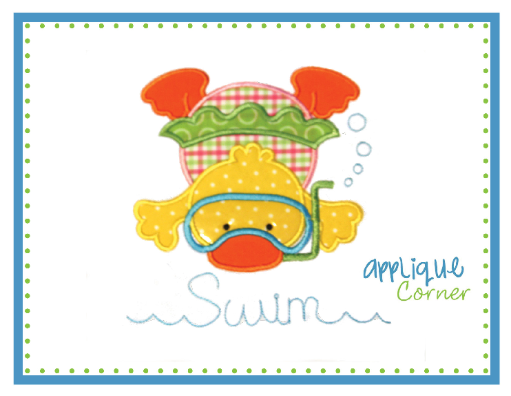 Duck Swim Girl Applique Design