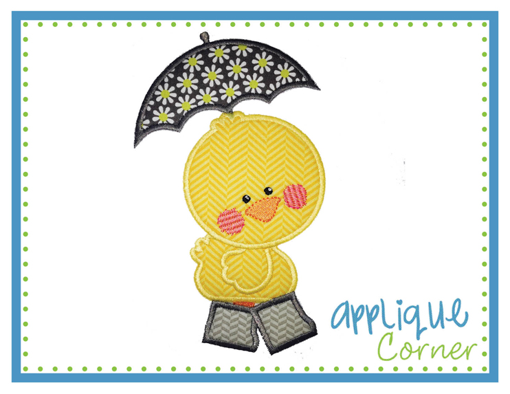 Duck with Boots Umbrella Applique Design