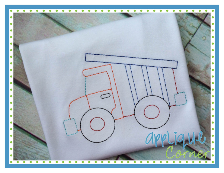 Dump Truck Sketch Embroidery Design
