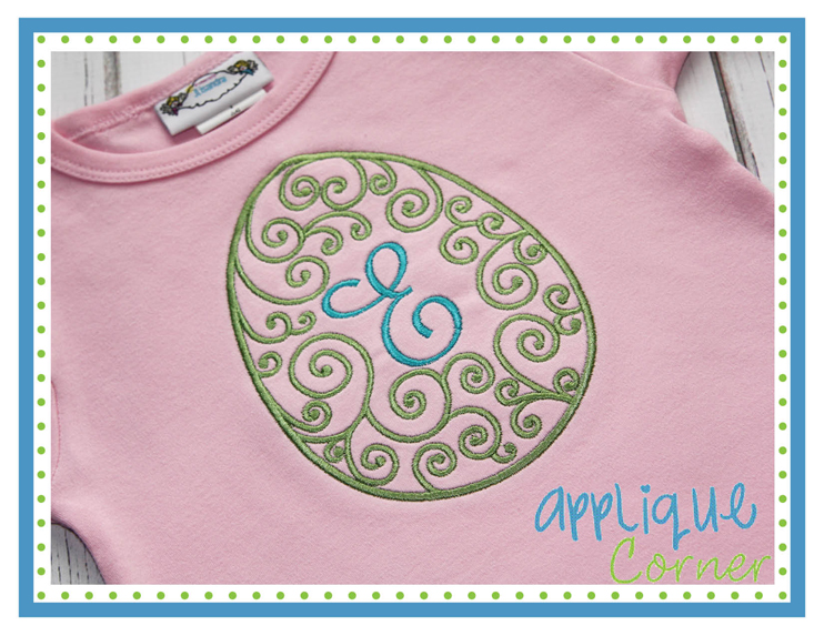 Egg Swirl for Monogram Embroidery Design