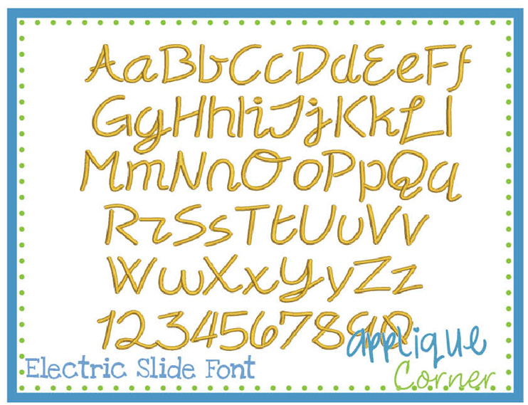 Electric Slide Embroidery Font