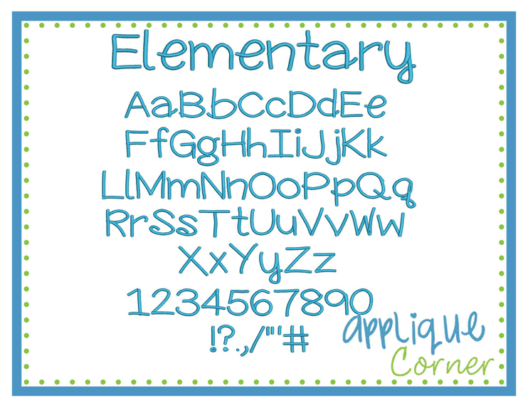 Elementary Embroidery Font