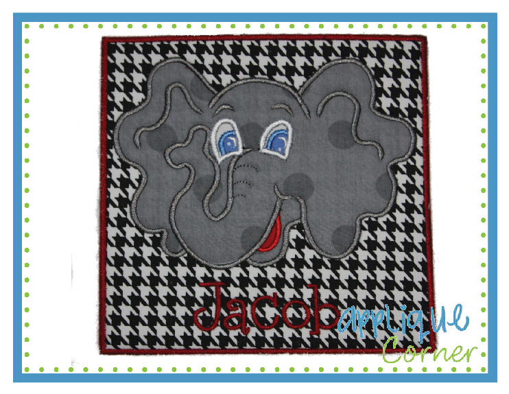 Elephant Head for Name Patch Applique Design