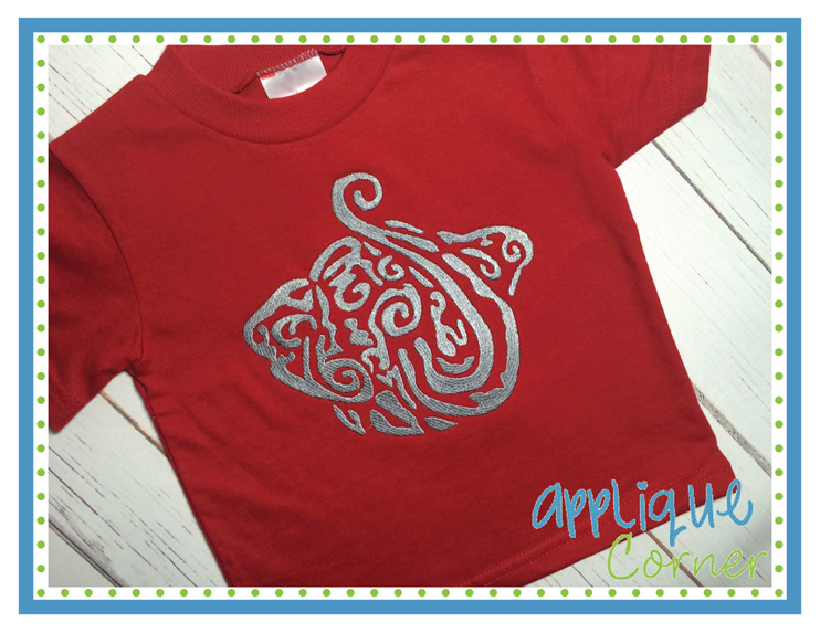 Elephant Head Swirl Embroidery Design