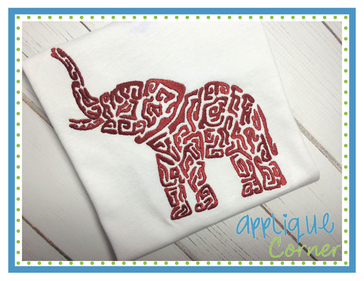 Elephant Trunk Up Swirl Embroidery Design