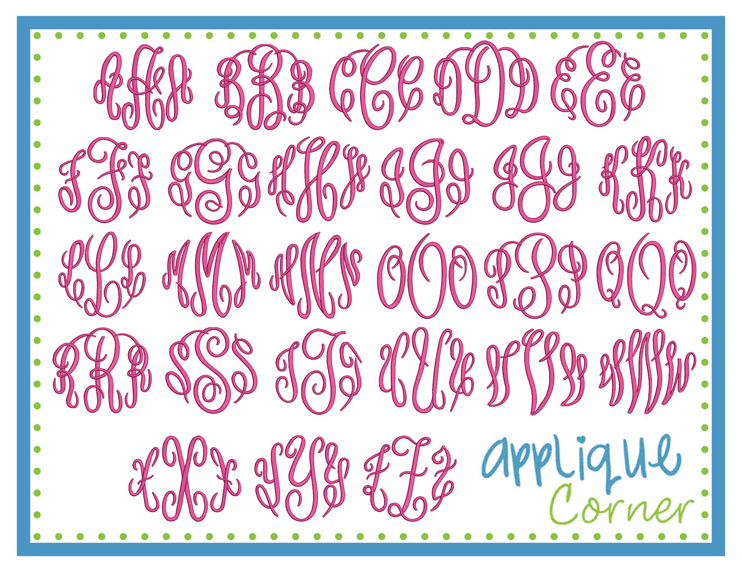 Circle Script SMALL Monogram Embroidery Font