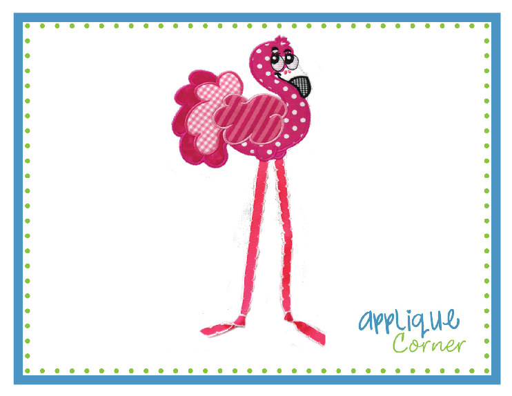 Flamingo with Ribbon Legs Applique Design