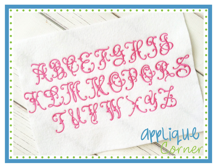 Flourish Script Monogram Embroidery Font JUMBO