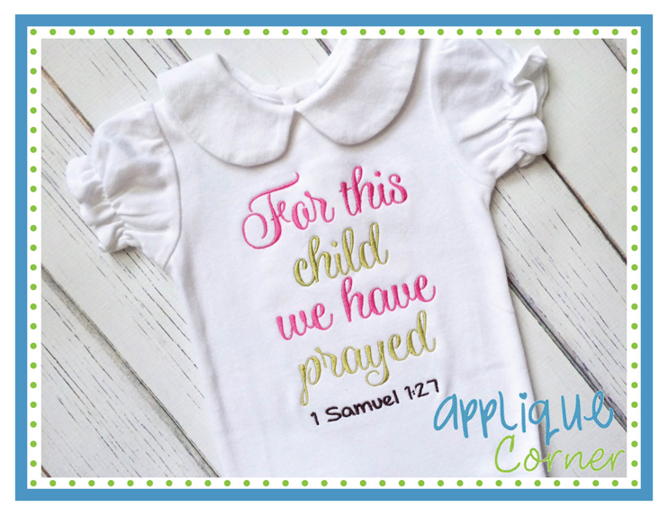 For this Child We Prayed Embroidery Design